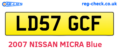 LD57GCF are the vehicle registration plates.