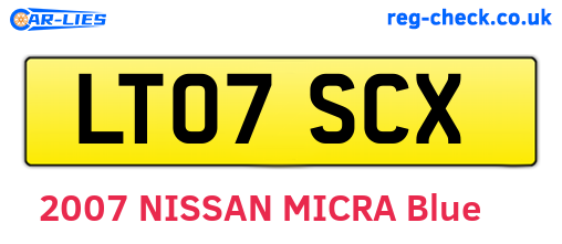 LT07SCX are the vehicle registration plates.