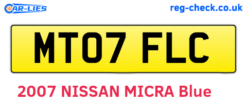 MT07FLC are the vehicle registration plates.