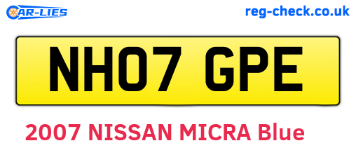 NH07GPE are the vehicle registration plates.