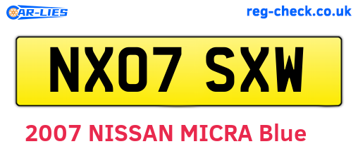 NX07SXW are the vehicle registration plates.