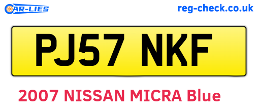 PJ57NKF are the vehicle registration plates.