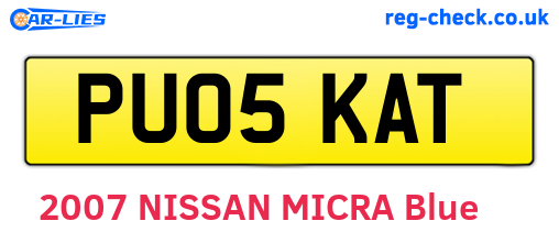 PU05KAT are the vehicle registration plates.