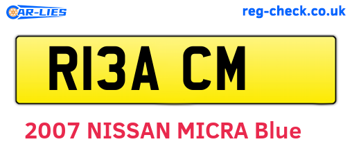 R13ACM are the vehicle registration plates.