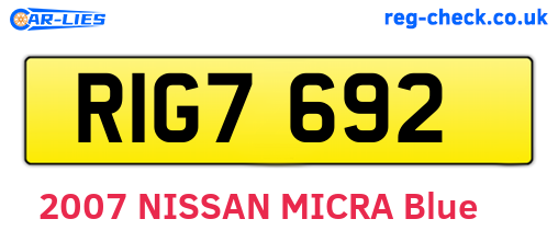 RIG7692 are the vehicle registration plates.