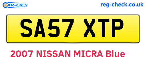 SA57XTP are the vehicle registration plates.