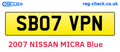 SB07VPN are the vehicle registration plates.