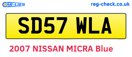 SD57WLA are the vehicle registration plates.