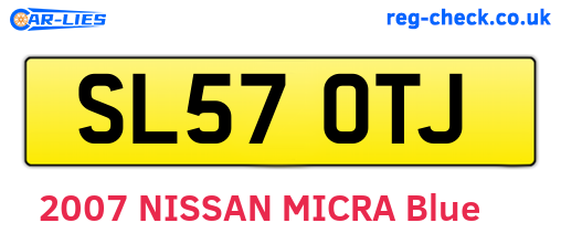 SL57OTJ are the vehicle registration plates.