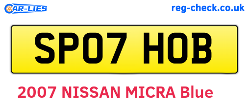 SP07HOB are the vehicle registration plates.