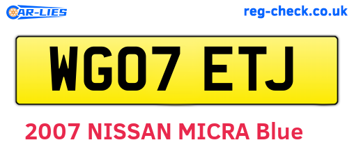WG07ETJ are the vehicle registration plates.