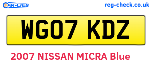 WG07KDZ are the vehicle registration plates.