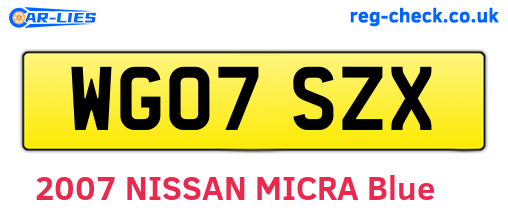 WG07SZX are the vehicle registration plates.