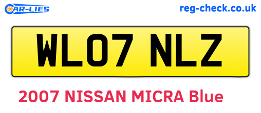 WL07NLZ are the vehicle registration plates.