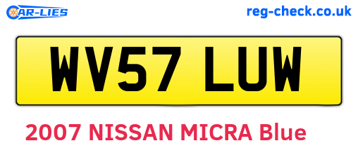 WV57LUW are the vehicle registration plates.