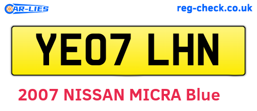 YE07LHN are the vehicle registration plates.
