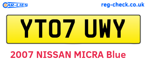 YT07UWY are the vehicle registration plates.