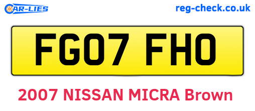 FG07FHO are the vehicle registration plates.