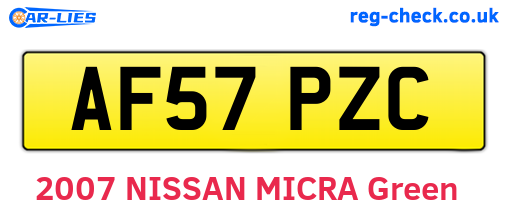 AF57PZC are the vehicle registration plates.
