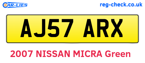 AJ57ARX are the vehicle registration plates.