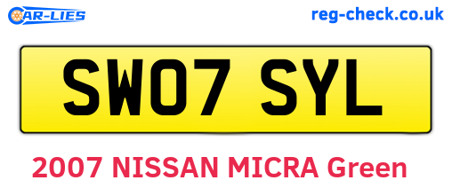 SW07SYL are the vehicle registration plates.