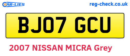 BJ07GCU are the vehicle registration plates.