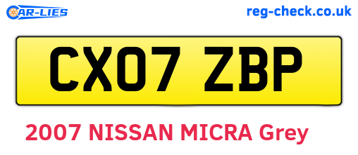 CX07ZBP are the vehicle registration plates.
