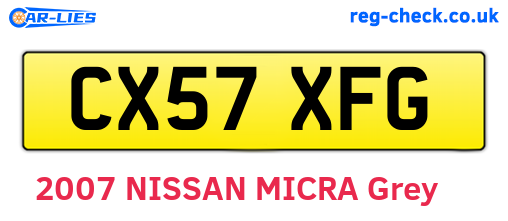CX57XFG are the vehicle registration plates.