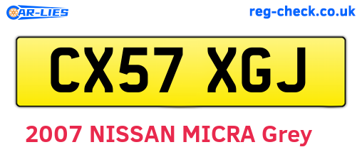 CX57XGJ are the vehicle registration plates.
