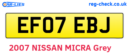 EF07EBJ are the vehicle registration plates.