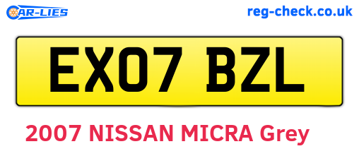 EX07BZL are the vehicle registration plates.