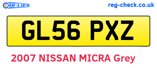 GL56PXZ are the vehicle registration plates.