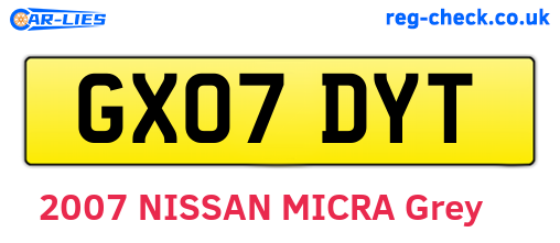 GX07DYT are the vehicle registration plates.