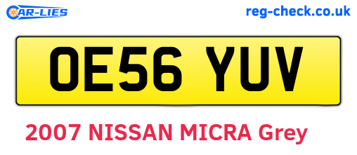 OE56YUV are the vehicle registration plates.