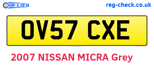 OV57CXE are the vehicle registration plates.