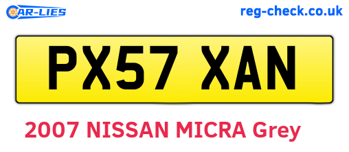 PX57XAN are the vehicle registration plates.