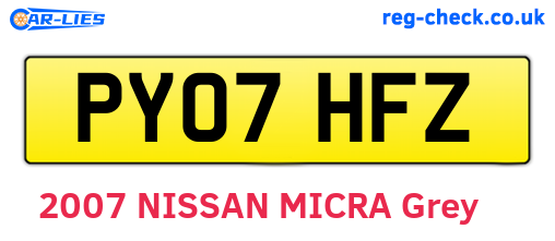 PY07HFZ are the vehicle registration plates.