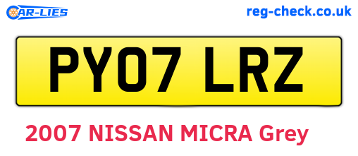 PY07LRZ are the vehicle registration plates.