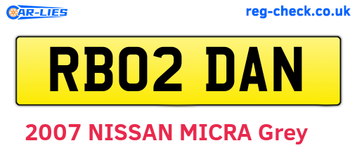 RB02DAN are the vehicle registration plates.