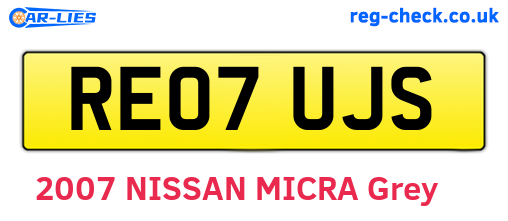 RE07UJS are the vehicle registration plates.