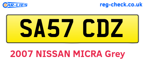 SA57CDZ are the vehicle registration plates.