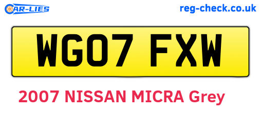 WG07FXW are the vehicle registration plates.