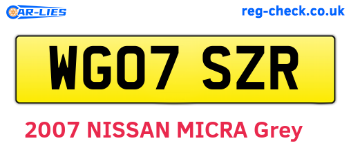 WG07SZR are the vehicle registration plates.