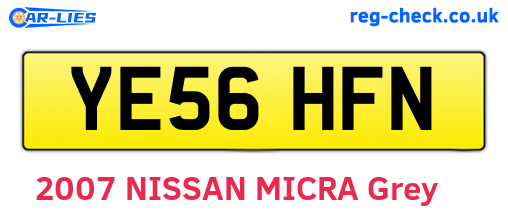 YE56HFN are the vehicle registration plates.