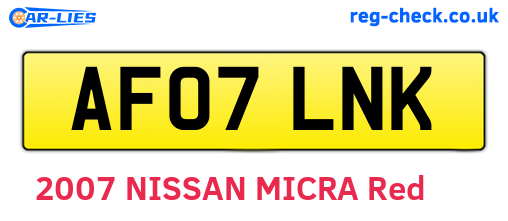 AF07LNK are the vehicle registration plates.