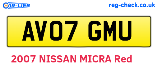 AV07GMU are the vehicle registration plates.