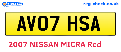 AV07HSA are the vehicle registration plates.