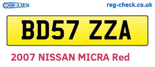 BD57ZZA are the vehicle registration plates.