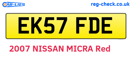 EK57FDE are the vehicle registration plates.