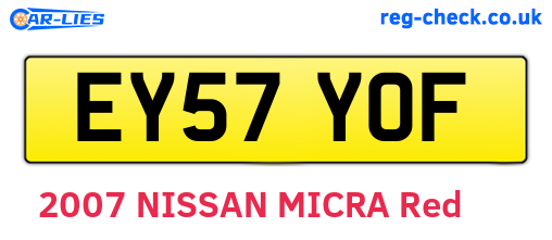 EY57YOF are the vehicle registration plates.